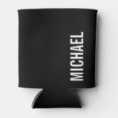 Schwarz Moderner Minimalistischer Personalisierter Dosenkühler (Vorderseite)