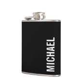 Schwarz Moderner Minimalistischer Personalisierter Flachmann (Links)