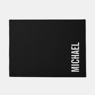 Schwarz Moderner Minimalistischer Personalisierter Fußmatte