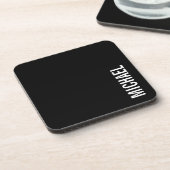 Schwarz Moderner Minimalistischer Personalisierter Getränkeuntersetzer (Linke Seite)