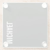 Schwarz Moderner Minimalistischer Personalisierter Glasuntersetzer (Rückseite)