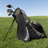Schwarz Moderner Minimalistischer Personalisierter Golfhandtuch (Gras)