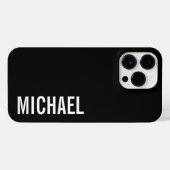 Schwarz Moderner Minimalistischer Personalisierter iPhone Hülle (Rückseite (Horizontal))