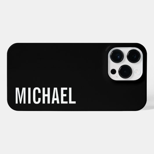 Schwarz Moderner Minimalistischer Personalisierter iPhone Hülle (Rückseite (Horizontal))