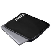 Schwarz Moderner Minimalistischer Personalisierter Laptopschutzhülle (Vorne Knopf)