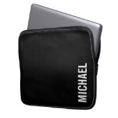 Schwarz Moderner Minimalistischer Personalisierter Laptopschutzhülle (Vorderseite Links)