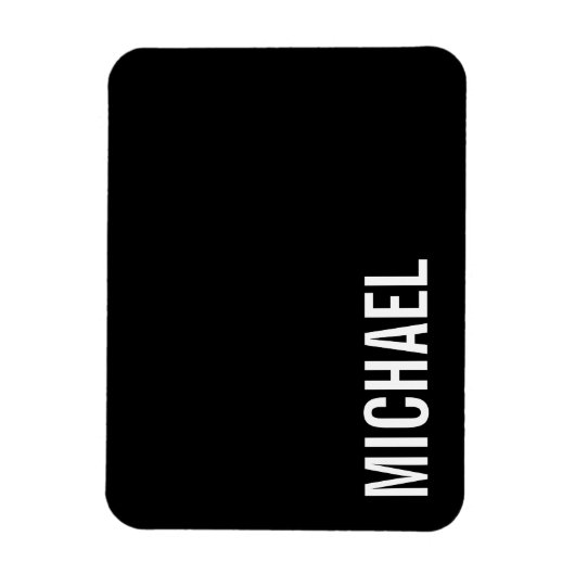 Schwarz Moderner Minimalistischer Personalisierter Magnet (Vertikal)