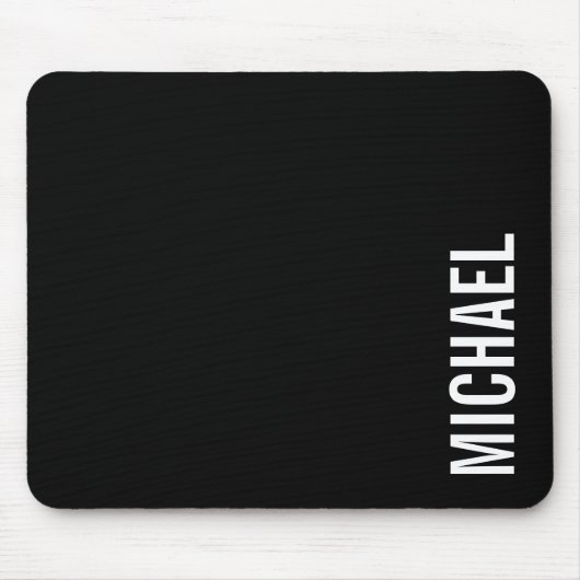 Schwarz Moderner Minimalistischer Personalisierter Mousepad (Vorne)