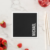 Schwarz Moderner Minimalistischer Personalisierter Serviette (Beispiel)