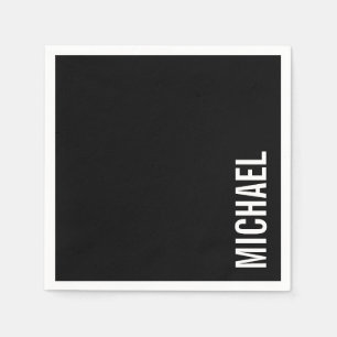 Schwarz Moderner Minimalistischer Personalisierter Serviette