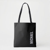 Schwarz Moderner Minimalistischer Personalisierter Tasche (Vorderseite)