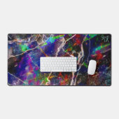 Schwarz Modernes Abstraktes Marmor farbenfrohe Neo Schreibtischunterlage (Tastatur & Maus)