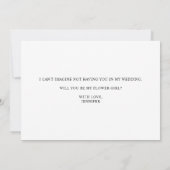 Schwarz Modernes einfaches Skript Be My Flower Gir Einladung (Rückseite)