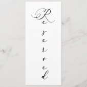 Schwarz Modernes einfaches Skript reserviert Sitzp Menükarte (Vorderseite)