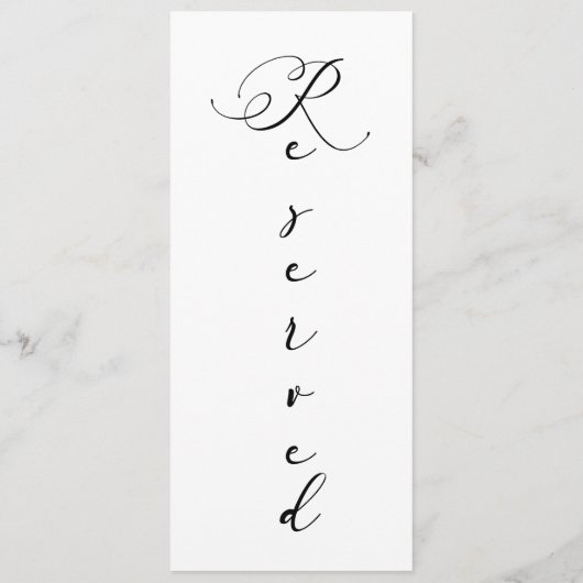 Schwarz Modernes einfaches Skript reserviert Sitzp Menükarte (Rückseite)