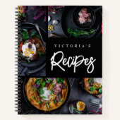 Schwarz Modernes Foto Rezept Notizblock (Vorderseite)