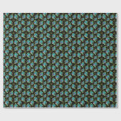 Schwarz | Modernes Halloween Imitats Glitzer Ghost Geschenkpapier (Flach)