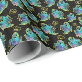 Schwarz | Modernes Halloween Imitats Glitzer Ghost Geschenkpapier (Rolleneckpunkt)