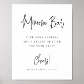 Schwarz | Modernes handgeschriebenes Script Mimosa Poster (Vorne)