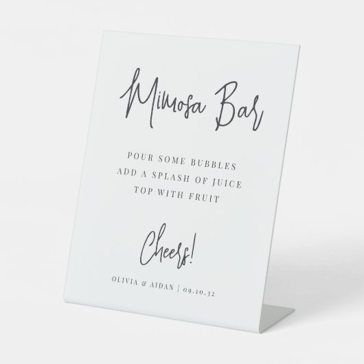 Schwarz | Modernes handgeschriebenes Script Mimosa Sockelschild (Vorderseite)