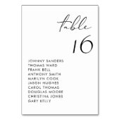 Schwarz-Modernes, handgeschriebenes Skript-Hochzei Tischnummer (Vorderseite)