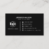 Schwarz Modernes Minimales Berufliches Logo Visitenkarte (Rückseite)