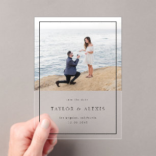 Schwarz-modernes Minimalistisch-Frame-Foto Acryleinladungen