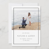 Schwarz-modernes Minimalistisch-Frame-Foto Save The Date (Vorderseite)