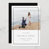 Schwarz-modernes Minimalistisch-Frame-Foto Save The Date (Vorne/Hinten)