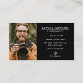 Schwarz Modernes Minimalistisches Foto Fotografie Visitenkarte (Rückseite)