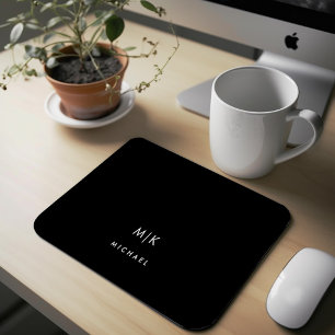 Schwarz   Modernes Monogramm Mousepad