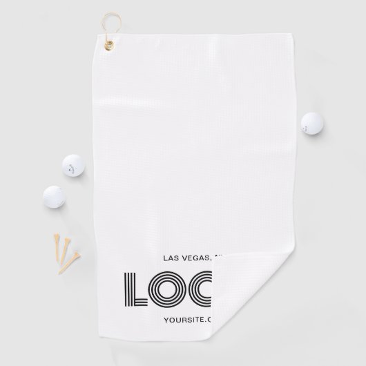 Schwarz-modernes rechteckiges Logo-Promo Golfhandtuch (Insitu)