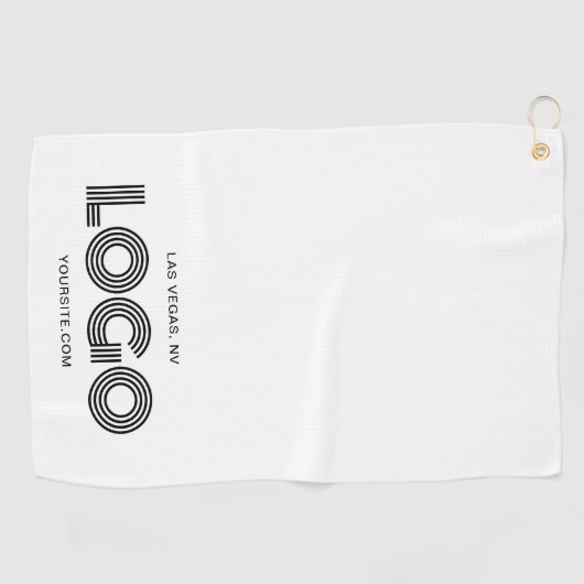 Schwarz-modernes rechteckiges Logo-Promo Golfhandtuch (Horizontal)