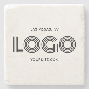 Schwarz-modernes rechteckiges Logo-Promo Steinuntersetzer