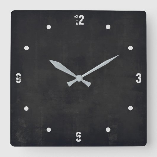 Schwarz Modernes Rustikales Elegantes Abstrakt Quadratische Wanduhr (Vorderseite)