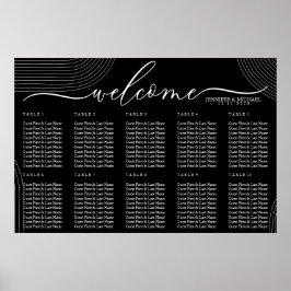 Schwarz Modernes Welcome Geometric Einfache Sitzge Poster