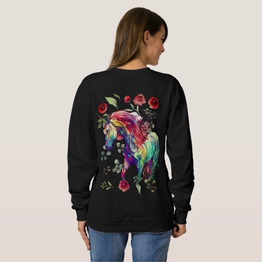 (Schwarz) modische, trendige Einhornkatzen Sweatshirt (Schwarz voll)