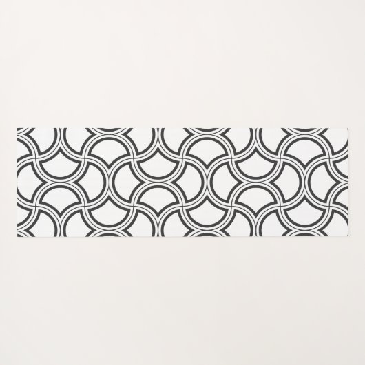 Schwarz monochrome Art-Deco-Muster Monogram Yogamatte (Rückseite (Horizontal))