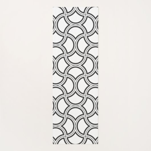 Schwarz monochrome Art-Deco-Muster Monogram Yogamatte (Rückseite)
