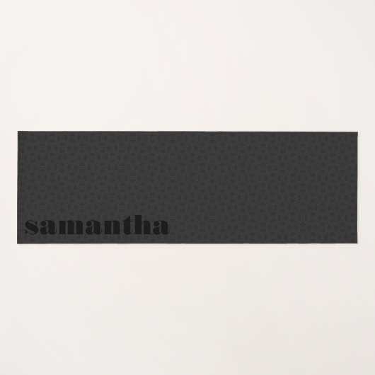 Schwarz monochrome Art-Deco-Muster Monogram Yogamatte (Vorderseite (Horizontal))