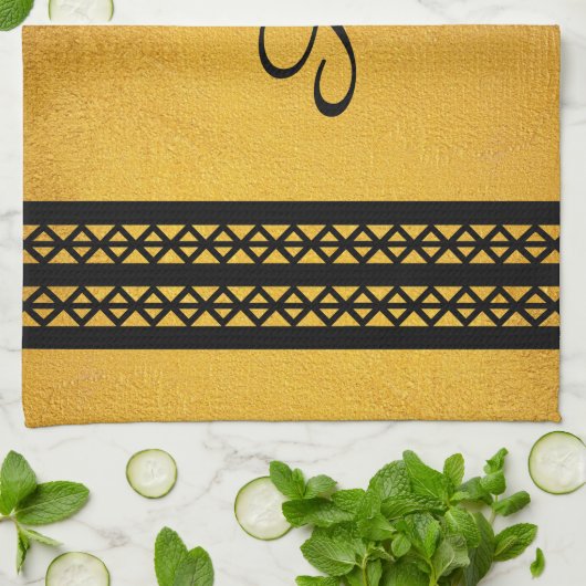 Schwarz-Monogram-Bars und Diamantdesign Geschirrtuch (Gefaltet)