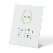 Schwarz-Monogramm-Hochzeitskarten und Geschenke au