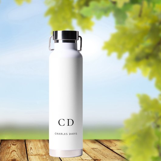 Schwarz-Monogramm-Initialen, einfach Trinkflasche