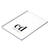 Schwarz-Monogramm-Initialen elegant minimalistisch Notizblock (Linke Seite)