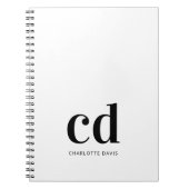 Schwarz-Monogramm-Initialen elegant minimalistisch Notizblock (Vorderseite)