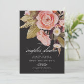 Schwarz Moody Pink Blush Bloms Paare Dusche Einladung (Stehend Vorderseite)