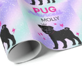 SCHWARZ" MOPS PRINCESS" GESCHENKPAPIER (Rolleneckpunkt)