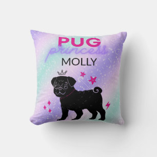 SCHWARZ" MOPS PRINCESS" GREIFEN PILLOW PERSONALISI KISSEN