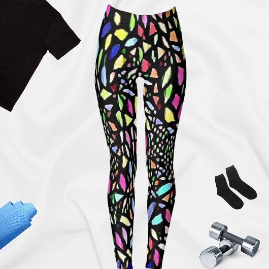 Schwarz-Mosaik-Muster farbenfrohe Leggings