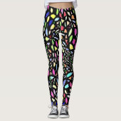 Schwarz-Mosaik-Muster farbenfrohe Leggings (Vorderseite)